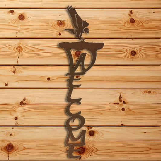 WE-2028 Eagle Vertical Welcome Sign