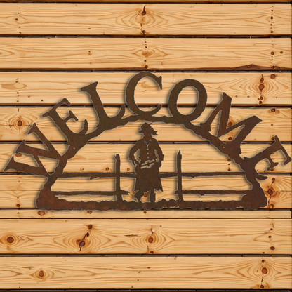 WE-9642 Cowgirl Horizontal Welcome Sign