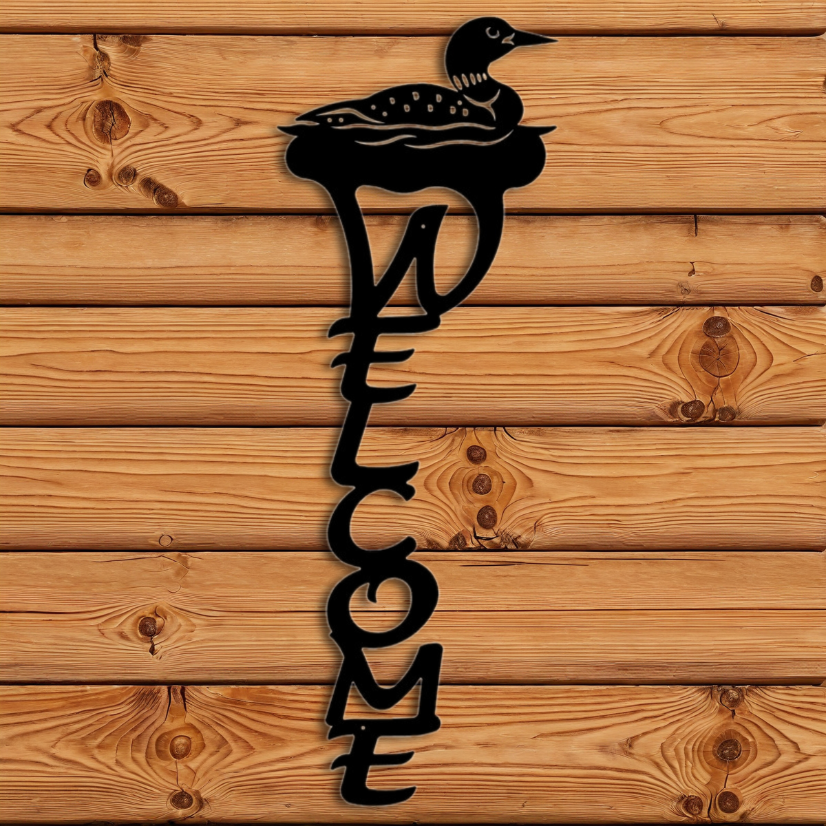 WE-2085 Loon Vertical Welcome Sign
