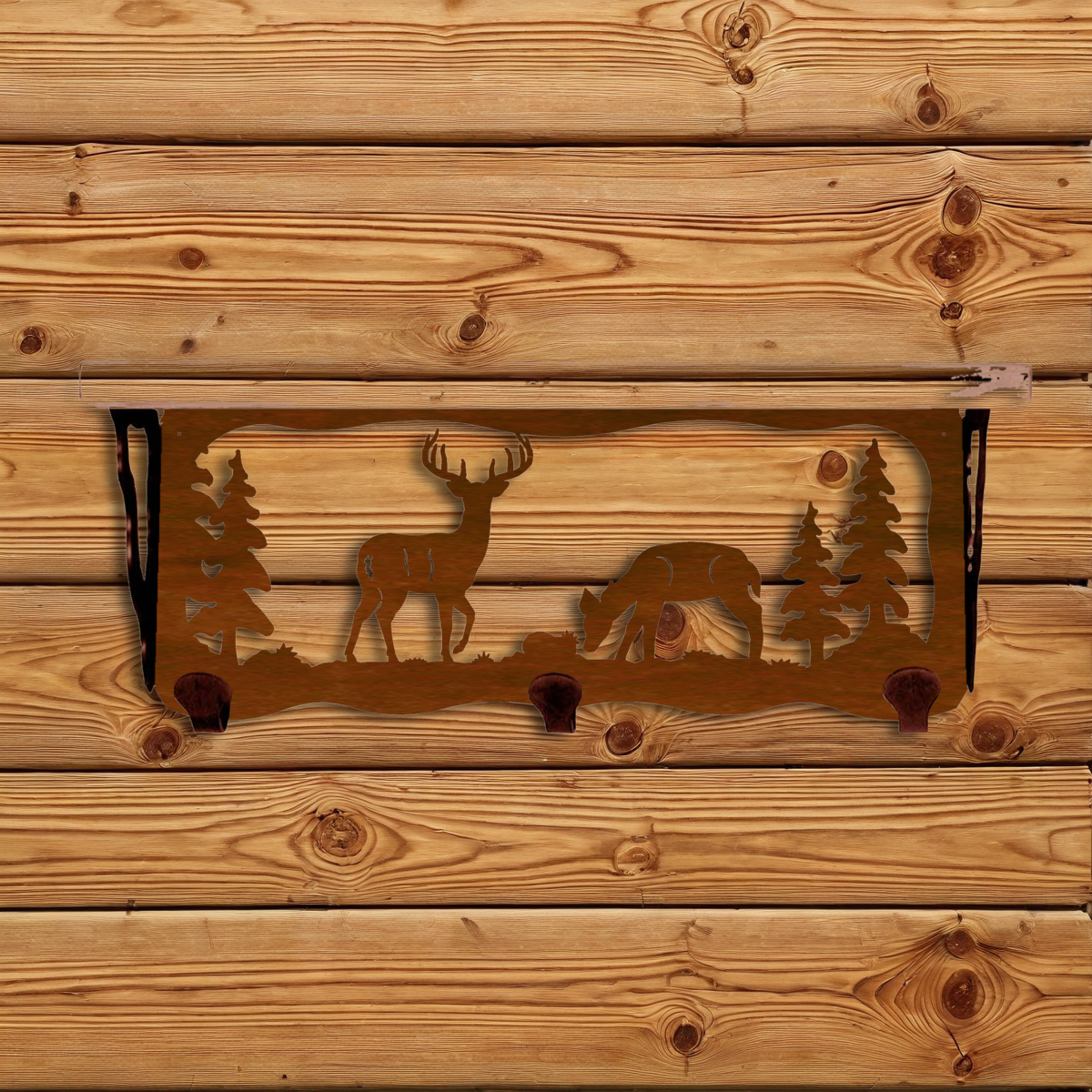 SW-3760 Deer Family 20" Coat Hook Shelf