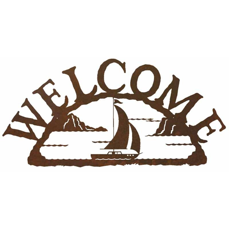 WE-9658 Sail Boat Horizontal Welcome Sign