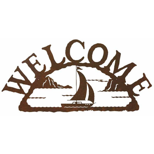 WE-9658 Sail Boat Horizontal Welcome Sign