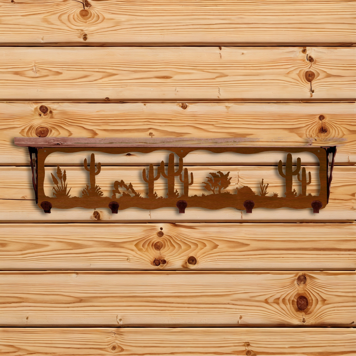 SW-4708 Desert Scene 34" Coat Hook Shelf