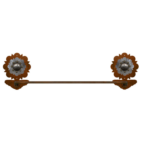 Round Silver Pico Concho Towel Bar