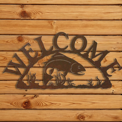 WE-9616 Trout Horizontal Welcome Sign
