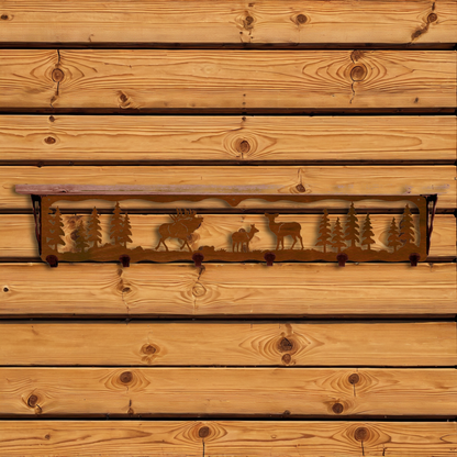 SW-5762 Elk Family 42" Coat Hook Shelf