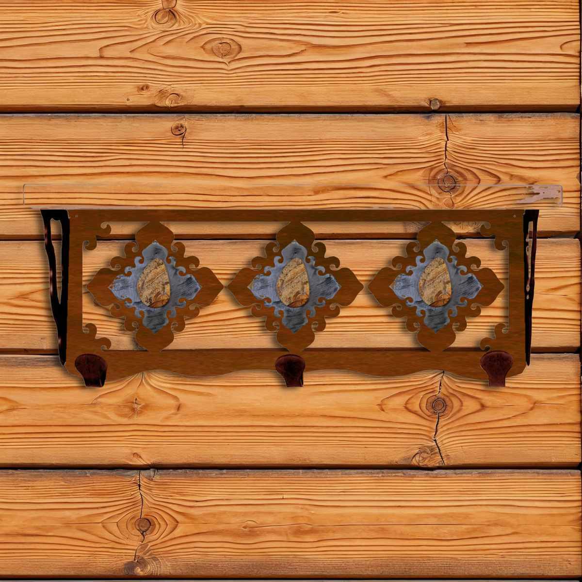 SW-3767 Picture Jasper Stone 20" Coat Hook Shelf