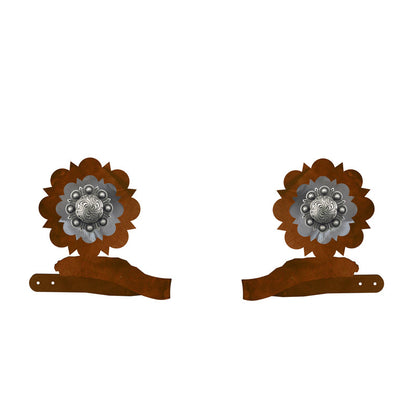DR-9048 Round Silver Concho Tie Back Burnished