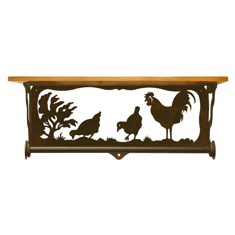 Rooster/Hen 20" Hand Towel Bar Shelf