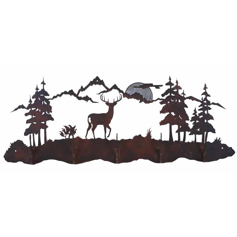 Whitetail Deer Scenic Five Hook Burnished