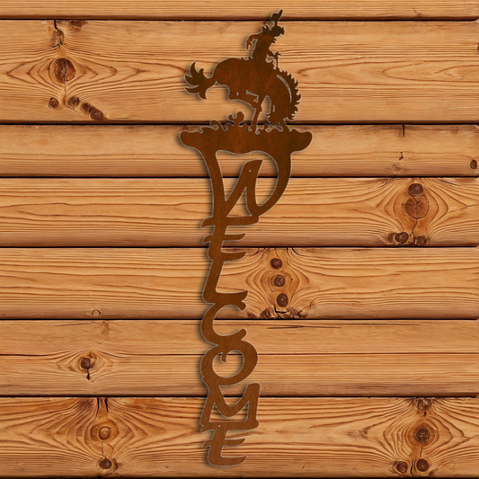 WE-2004 Bronc Vertical Welcome Sign