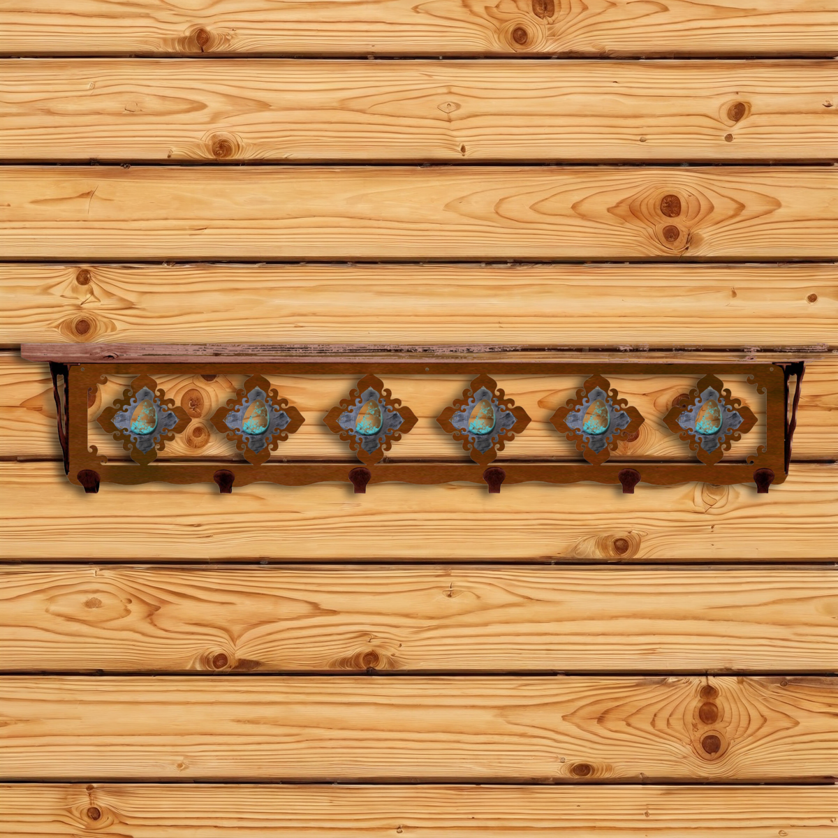SW-5769 Turquoise Stone 42" Coat Hook Shelf