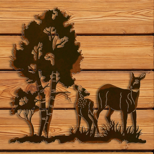 WA-3034 Doe and Fawn Wall Art - 30"
