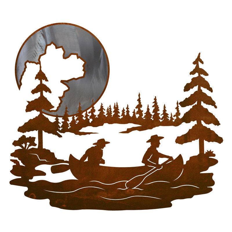 Canoers & Moon 20" Burnished Wall Art
