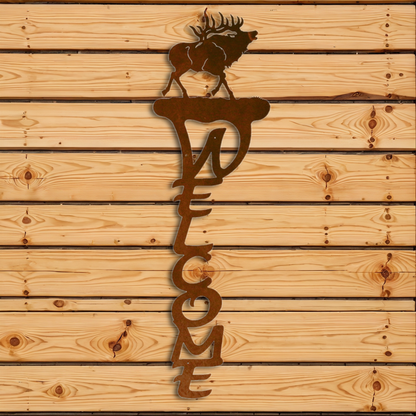 WE-2022 Elk Vertical Welcome Sign