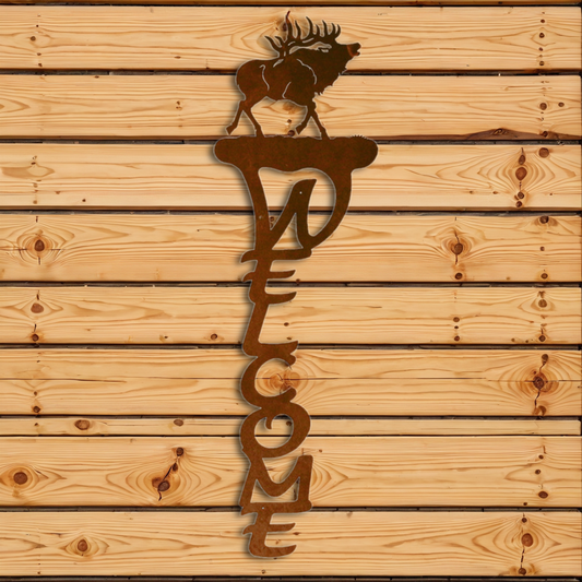 WE-2022 Elk Vertical Welcome Sign