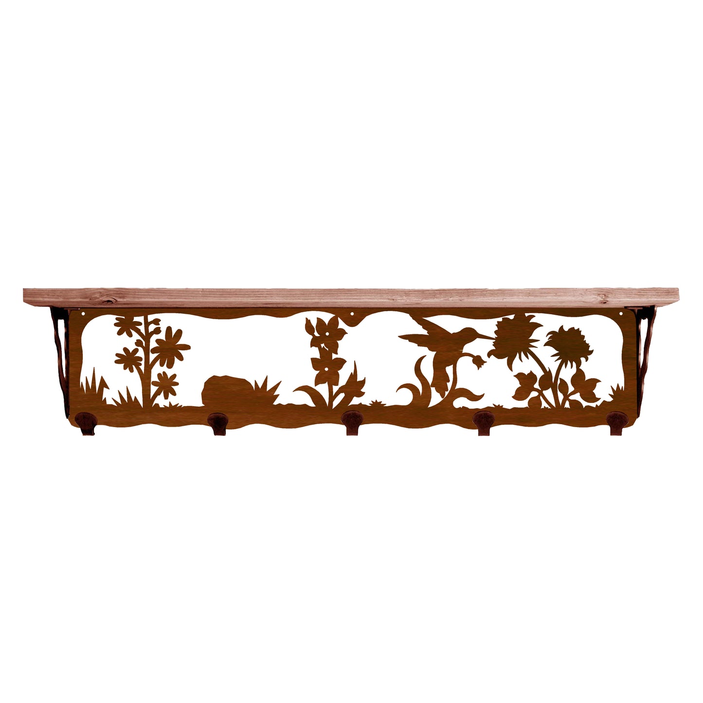 Hummingbird 34" Coat Hook Shelf