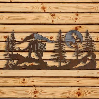 WAB-6065 Mountain Lion 57" Burnished Wall Art
