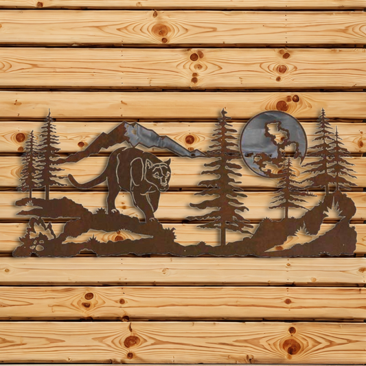 WAB-6065 Mountain Lion 57" Burnished Wall Art