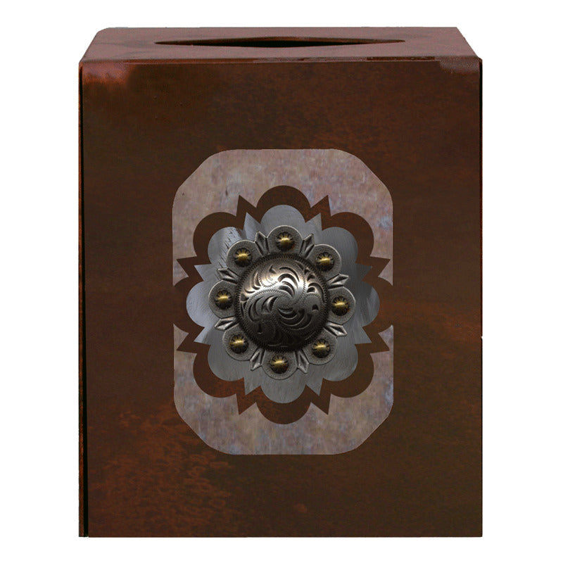 TC-9323 Round Old Silver Square Tissue Box Cover