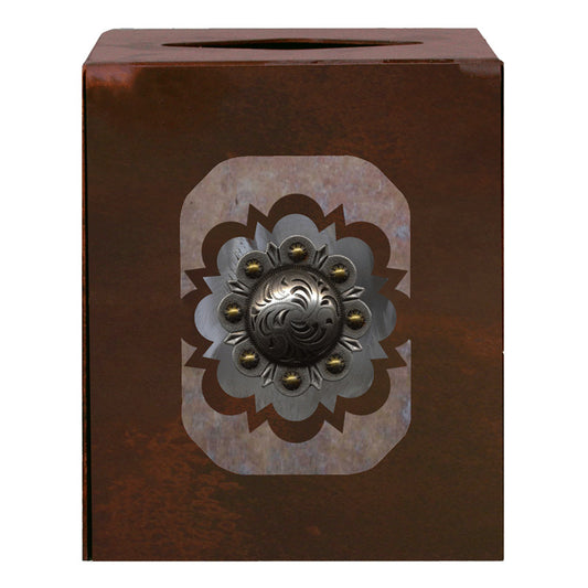 TC-9323 Round Old Silver Square Tissue Box Cover