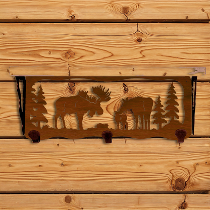 SW-3764 Moose Family 20" Coat Hook Shelf