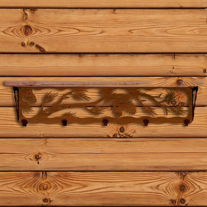 SW-4754 Pine Cone 34" Coat Hook Shelf