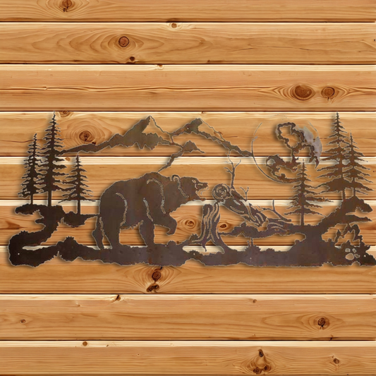 WAB-6035 Bear 57" Burnished Wall Art