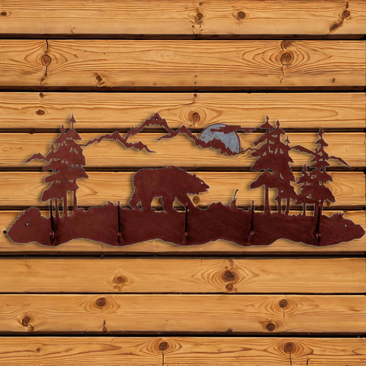 CH-6500 Bear Scenic Five Hook Burnished