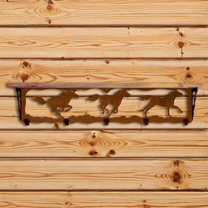 SW-4774 Horses 34" Coat Hook Shelf