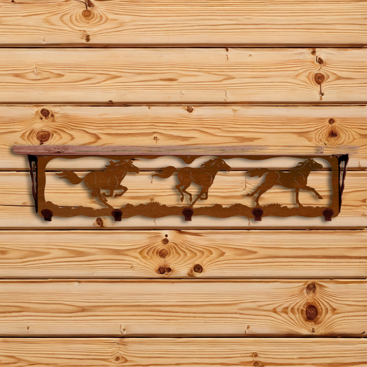 SW-4774 Horses 34" Coat Hook Shelf