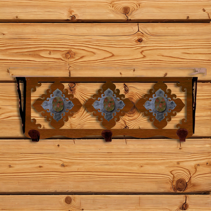 SW-3770 Unakite Stone 20" Coat Hook Shelf