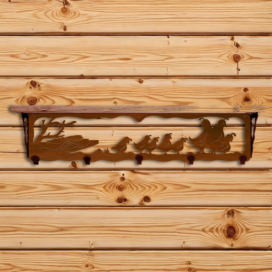 SW-4727 Quail Family 34" Coat Hook Shelf