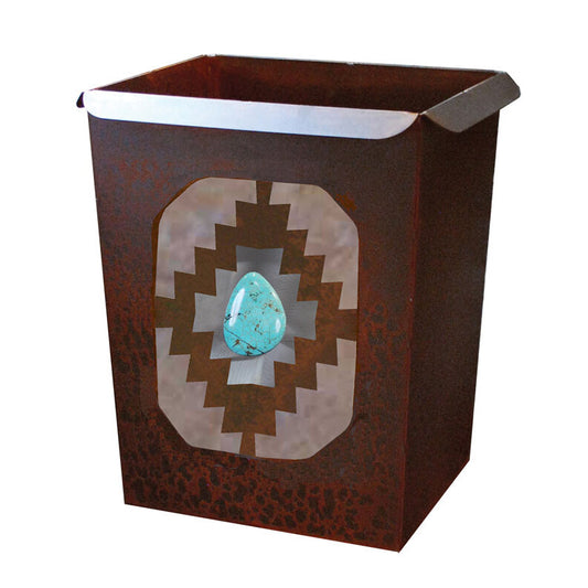 Burnished Diamond with Turq Trash Bin