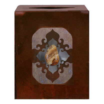 TC-9275 Burnished Stone with Picture Jasper Square Tissue Box Cover