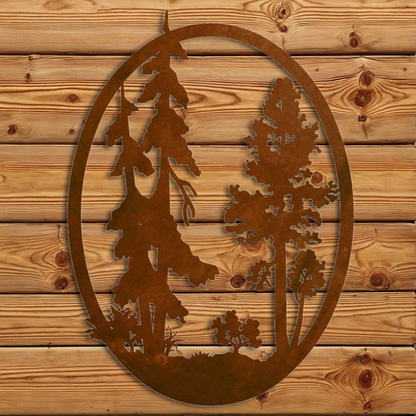 WA-72004 Aspen & Pine Oval Wall Art