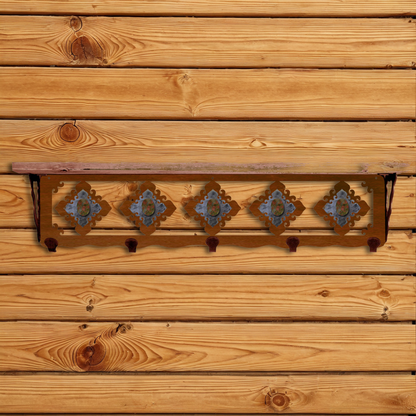 SW-4770 Unakite Stone 34" Coat Hook Shelf