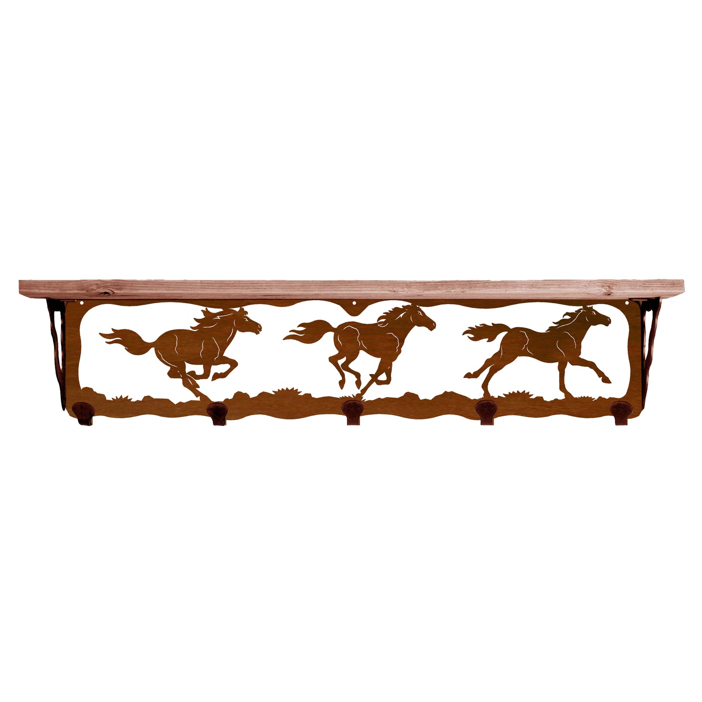Horses 34" Coat Hook Shelf