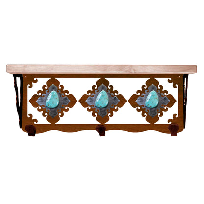 Turquoise Stone 20" Coat Hook Shelf