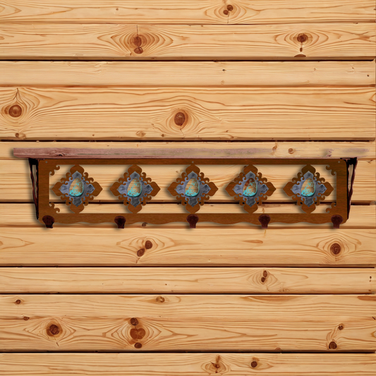 SW-4769 Turquoise Stone 34" Coat Hook Shelf