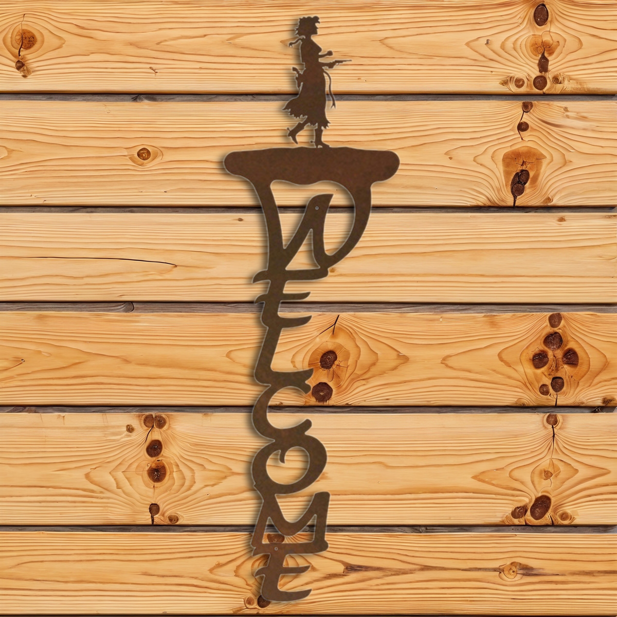 WE-2080 Pistol Cowgirl Vertical Welcome Sign