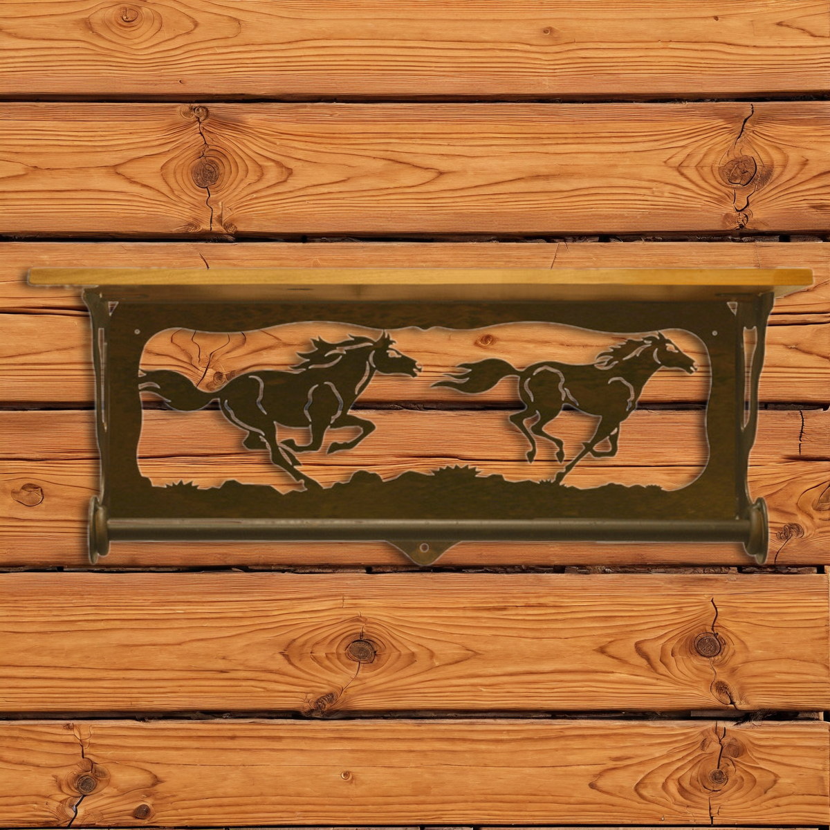 BA-2042 Wild Horses 20" Hand Towel Bar Shelf