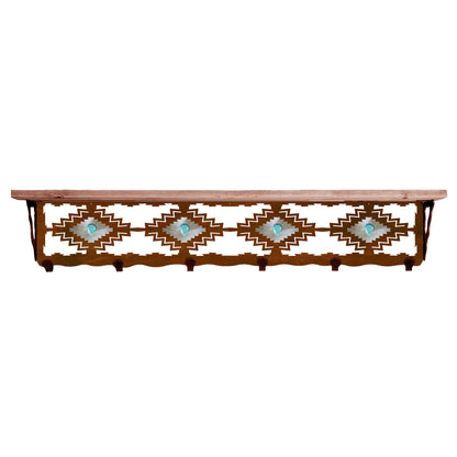 Desert Diamond/Turq 42" Coat Hook Shelf