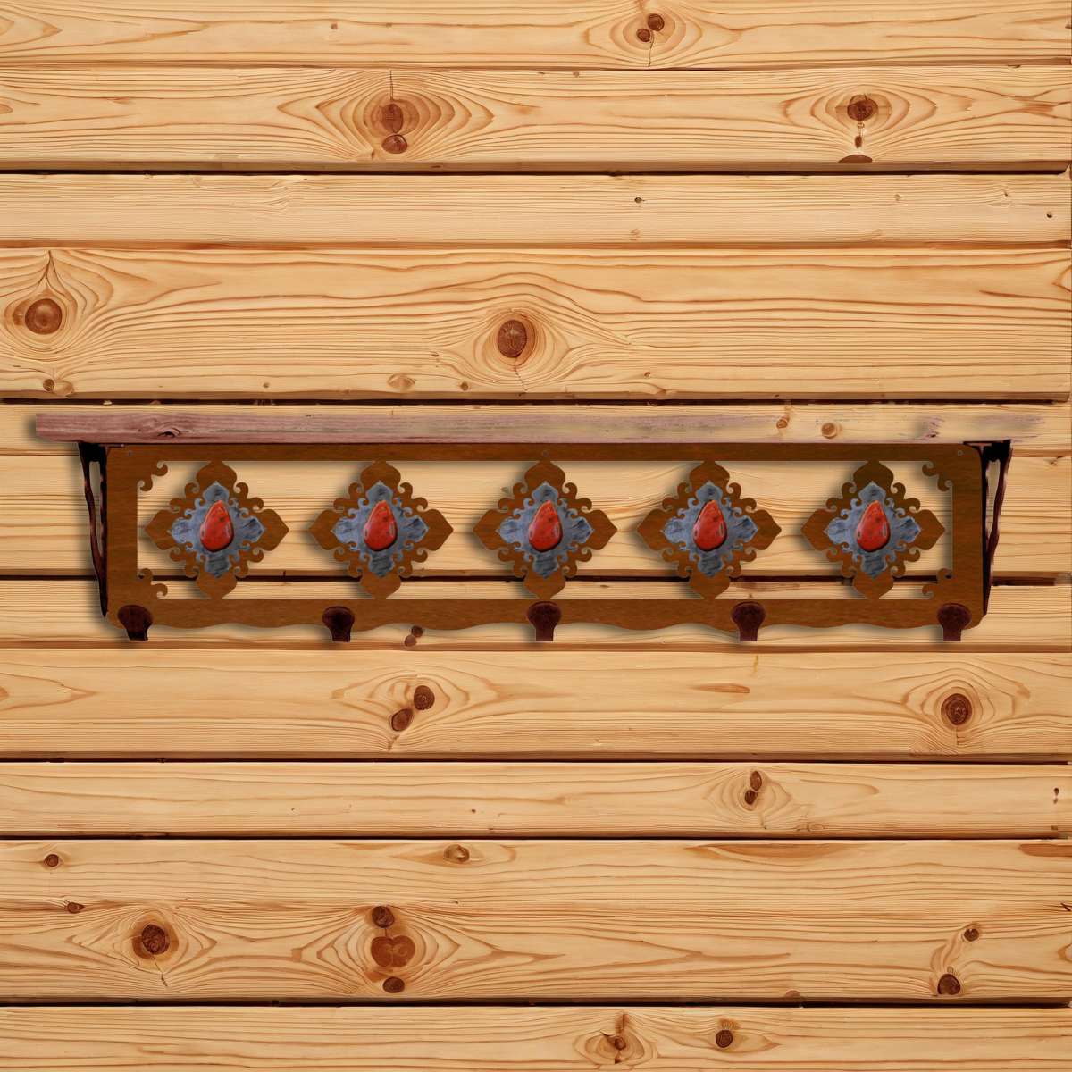 SW-4768 Red Jasper Stone 34" Coat Hook Shelf