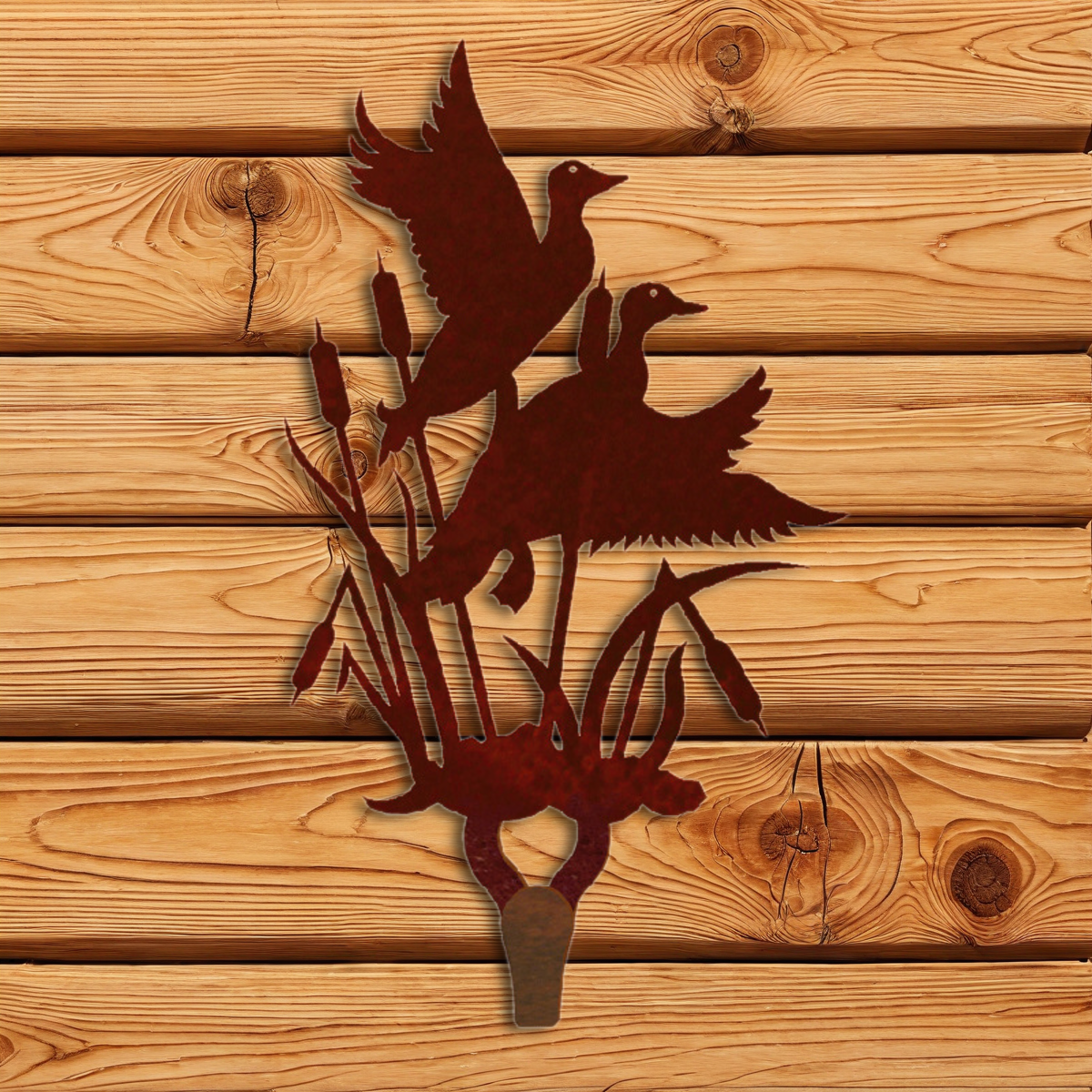 CHL-124 Ducks in the Cattail Large Single Coat Hook