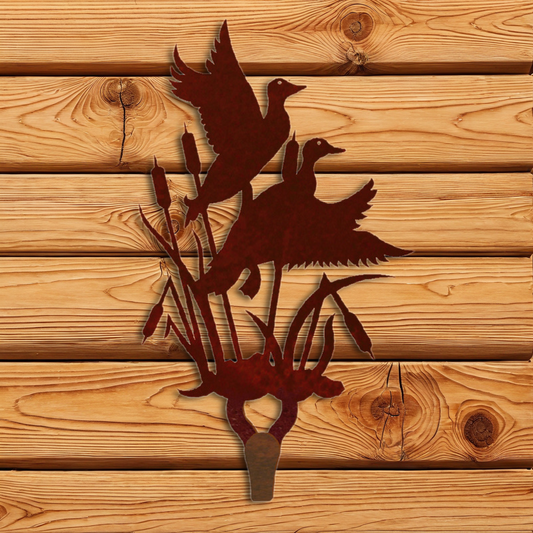 CHL-124 Ducks in the Cattail Large Single Coat Hook