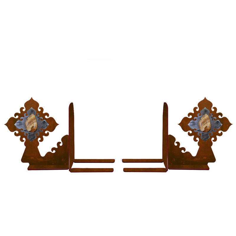 BE-5048 Picture Jasper Stone Burnished Book Ends