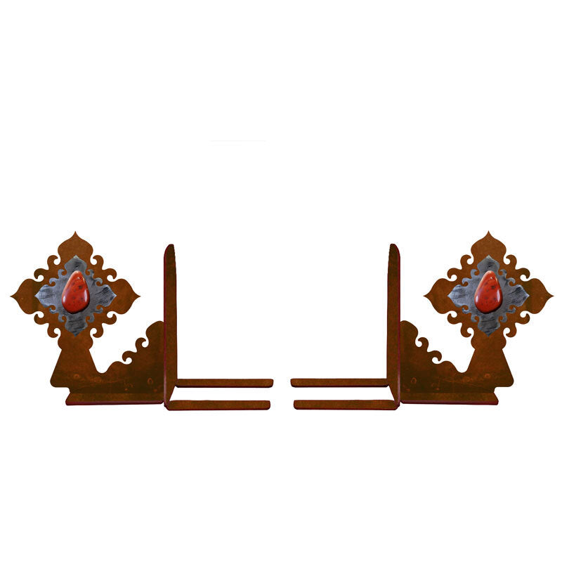 BE-5034 Red Jasper Stone Burnished Book Ends