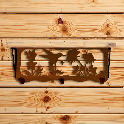 SW-3716 Hummingbird 20" Coat Hook Shelf