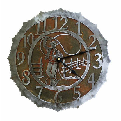 Roping Cowboy 12" Round Clock